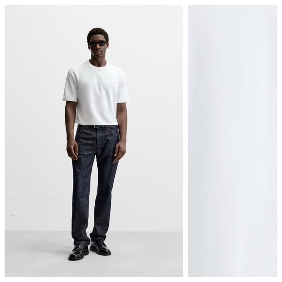NWT. Zara Man White Basic Regular Fit T-Shirt. Size L. - Picture 1 of 10